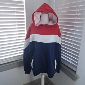 Red, White, and Blue Colorblock Hoodie